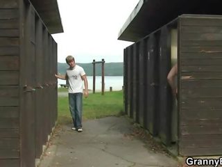 Granny fucked from behind in changing room