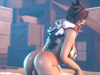 硬 向上 短 发 tracer 从 overwatch 得到 性交 硬
