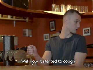 Young schoolgirl and boyfriend's daddy embark sensual xxx movie in bar