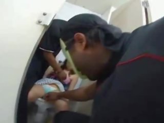 2 blacks grope and molest sweetheart on a toilet