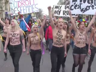 Femen freier oberkörper protests im frankreich: französisch öffentlich nacktheit porno