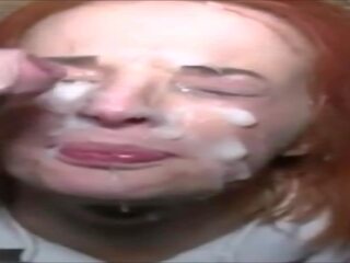Amateur bukkake gag on cum