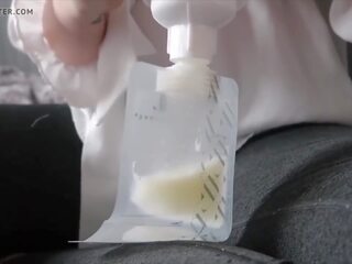 Brunet youtuber demonstrates a breast nasos on her big tit | xhamster
