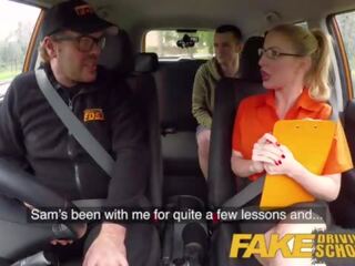 Fake driving school ekzamen failure initiates to superb enchanting blondinka maşyn fuck