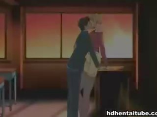 Svůdný hentai blondýnka těžký drills v vše díry