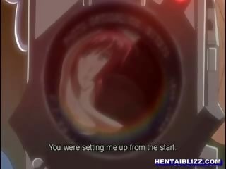 Lidhur me zinxhir hentai flokëkuqe merr whipped dhe gangbanged